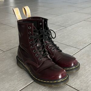 Dr. Martens 1460 Acadia Leather Lace Up Boots Burgundy Size 8